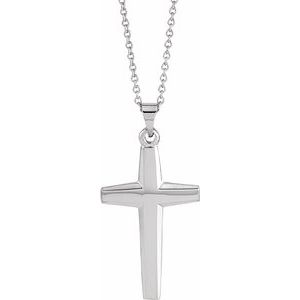 Sterling Silver 23 X 14 Mm 18 In Polished Cross Necklace