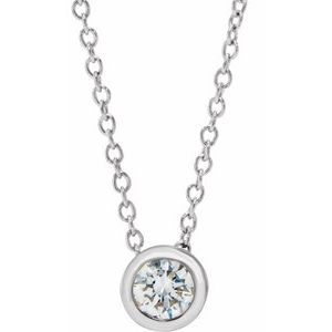 14K White Gold Round 4Mm Gh Si 1/4 Ct Lab-Grown Diamond Solitaire Necklace, Length: 18 In