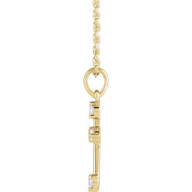 14K Yellow Gold Round 2Mm I1, G-H 16-18 In Polished 1/6 Ctw Natural Diamond Cross Necklace