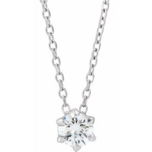 14K White Gold Round 4Mm F+ Vs 1/4 Ct Lab-Grown Diamond Solitaire Necklace, Length: 18 In