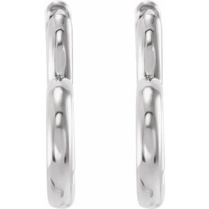 14K White Gold 15 X 15 Mm 1.7 Mm Pair Hinged Polished Hinged Heart Huggie Earrings