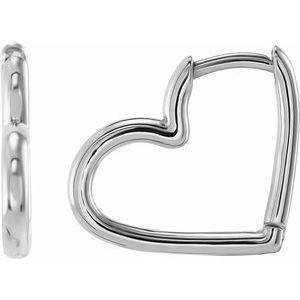 14K White Gold 15 X 15 Mm 1.7 Mm Pair Hinged Polished Hinged Heart Huggie Earrings