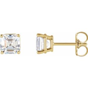14K Yellow Gold Asscher 3.3 X 3.3Mm Si, Ghi 3/8 Ctw Lab-Grown Diamond 4-Prong Basket Friction Back Earrings