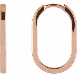 14K Rose Gold 20 X 12.5 Mm 1.6 Mm Pair Hinged Polished Elongated Oval Huggie Earrings