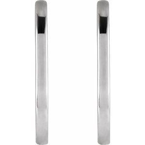 14K White Gold 20 X 12.5 Mm 1.6 Mm Pair Hinged Polished Elongated Oval Huggie Earrings
