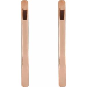 14K Rose Gold 20 X 12.5 Mm 1.6 Mm Pair Hinged Polished Elongated Oval Huggie Earrings