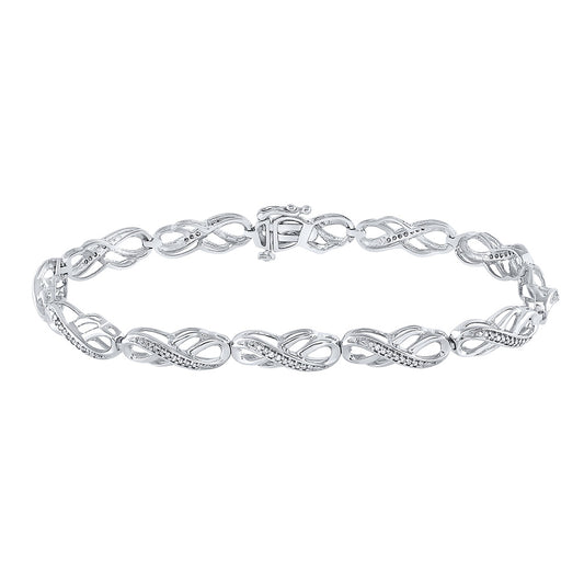 10K Yellow Or White Gold  Womens Round Diamond Infinity Bracelet 1/4 Cttw