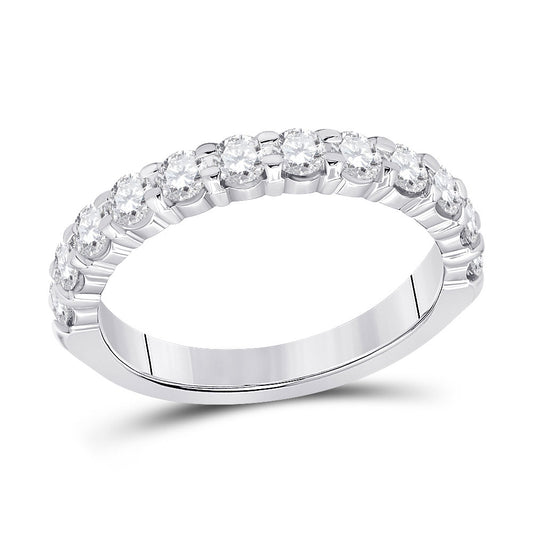 14K White Gold Womens Machine Set Round Diamond Wedding Band 1 Cttw, Womens Size: 5-10
