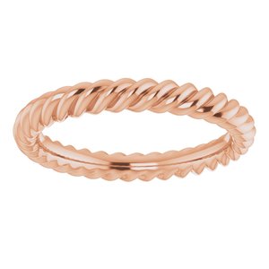 14K Yellow Or White Or Rose Gold Or Sterling Silver Or Platinum Skinny Rope Band