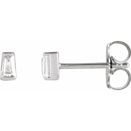 14K White Or Yellow Gold Tapered Baguette 3 X 2 X 1.5Mm Si2-Si3, Ghi Friction Polished 1/8 Ctw Natural Diamond Channel-Set Earrings
