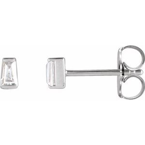 14K White Gold Tapered Baguette 3 X 2 X 1.5Mm Si1-Si2, Gh 1/8 Ctw Lab-Grown Diamond Friction Back Channel-Set Earrings