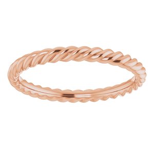 14K Yellow Or White Or Rose Gold Or Sterling Silver Or Platinum Skinny Rope Band