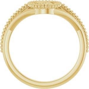 14K Yellow Gold Polished Beaded Cameo Ring Size 7
