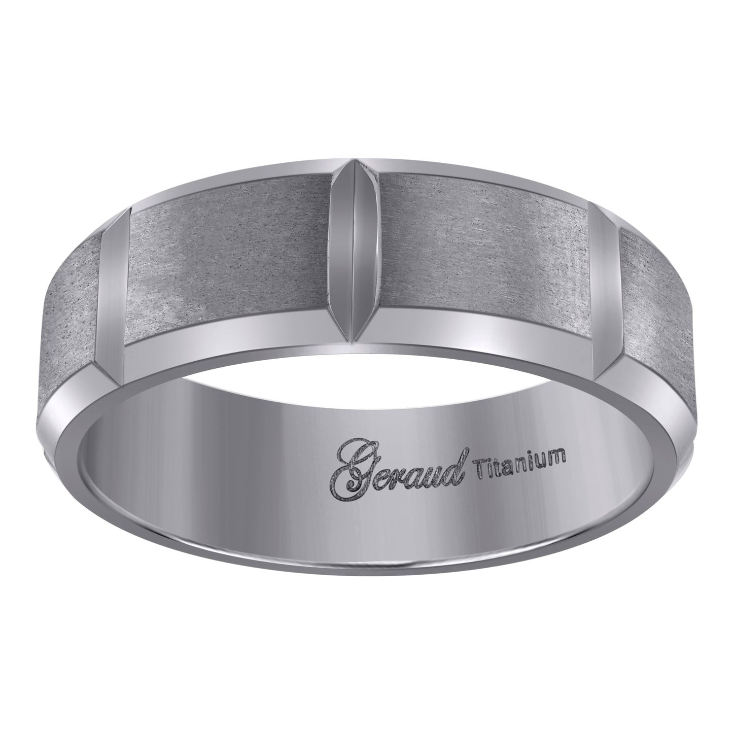Titanium Mens Brushed Center Beveled Edge Comfort Fit Bridal Anniversary Engagement Wedding Band 7mm Sizes 8 - 13