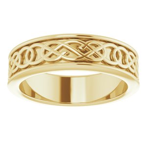 10K Yellow Or White Or Rose Gold Celtic-Inspired Flat Band