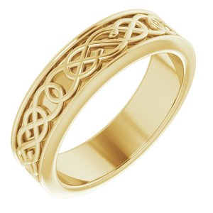 10K Yellow Or White Or Rose Gold Celtic-Inspired Flat Band