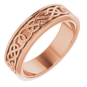 10K Yellow Or White Or Rose Gold Celtic-Inspired Flat Band
