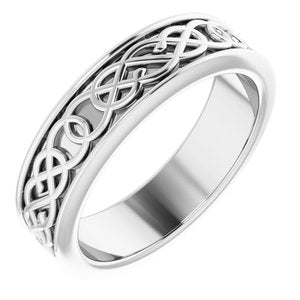 10K Yellow Or White Or Rose Gold Celtic-Inspired Flat Band