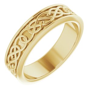 10K Yellow Or White Or Rose Gold Celtic-Inspired Flat Band
