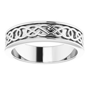 10K Yellow Or White Or Rose Gold Celtic-Inspired Flat Band