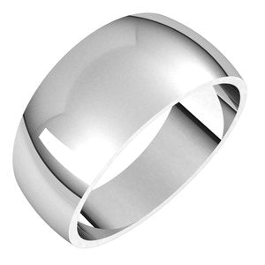 14K White Gold 9 Mm Half Round Tapered Band Size 17.5