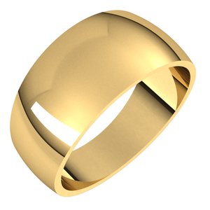 14K Yellow Gold 9 Mm Half Round Tapered Band Size 4