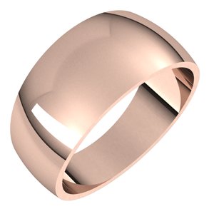 14K Rose Gold 9 Mm Half Round Tapered Band Size 10