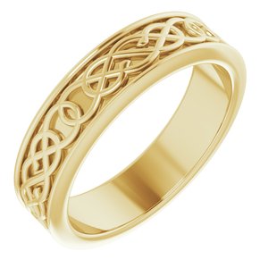 10K Yellow Or White Or Rose Gold Celtic-Inspired Flat Band