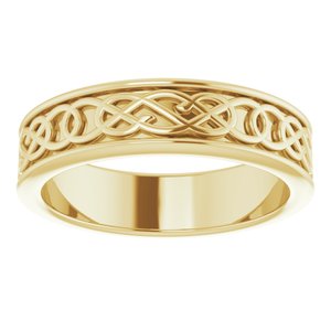 10K Yellow Or White Or Rose Gold Celtic-Inspired Flat Band