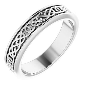 10K Yellow Or White Or Rose Gold Celtic-Inspired Flat Band