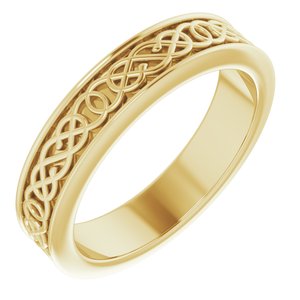 10K Yellow Or White Or Rose Gold Celtic-Inspired Flat Band