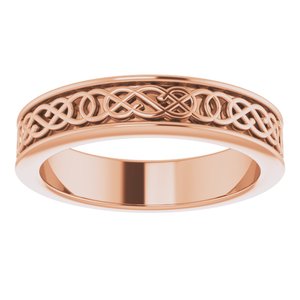 10K Yellow Or White Or Rose Gold Celtic-Inspired Flat Band