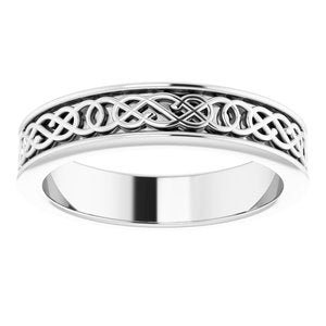 10K Yellow Or White Or Rose Gold Celtic-Inspired Flat Band