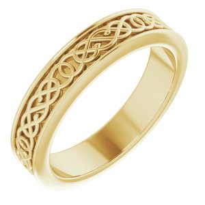 10K Yellow Or White Or Rose Gold Celtic-Inspired Flat Band