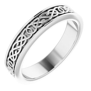 10K Yellow Or White Or Rose Gold Celtic-Inspired Flat Band