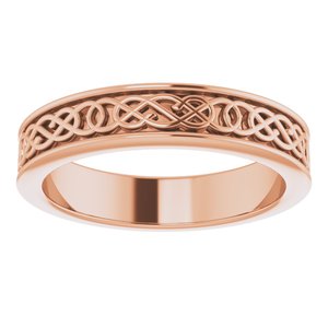 10K Yellow Or White Or Rose Gold Celtic-Inspired Flat Band