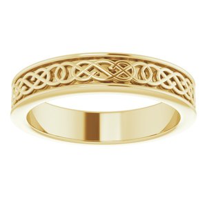 10K Yellow Or White Or Rose Gold Celtic-Inspired Flat Band