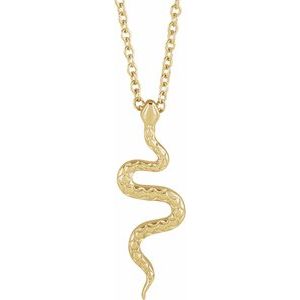 14K Yellow Gold 19.5 X 6.76 Mm 16-18 In Polished Snake Necklace