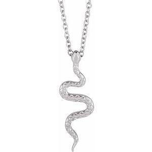 14K White Gold 19.5 X 6.76 Mm 16-18 In Polished Snake Necklace