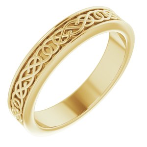 10K Yellow Or White Or Rose Gold Celtic-Inspired Flat Band
