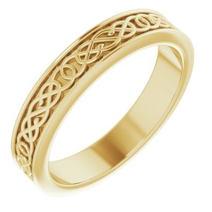 10K Yellow Or White Or Rose Gold Celtic-Inspired Flat Band