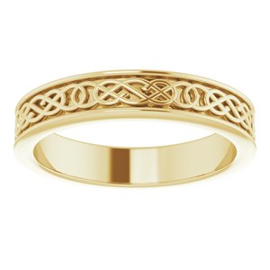 10K Yellow Or White Or Rose Gold Celtic-Inspired Flat Band