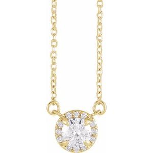 14K Yellow Gold Round 4.3Mm G-H I1 1/3 Ctw Natural Diamond Necklace, Length: 16 In