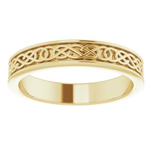 14K Yellow Or White Or Rose Gold Or Sterling Silver Or Platinum Celtic-Inspired Flat Band