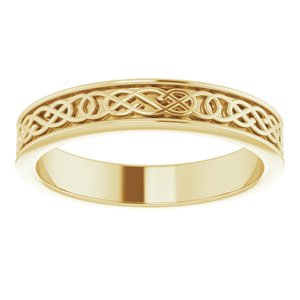 14K Yellow Or White Or Rose Gold Or Sterling Silver Or Platinum Celtic-Inspired Flat Band