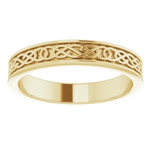 10K Yellow Or White Or Rose Gold Celtic-Inspired Flat Band
