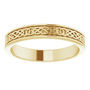 10K Yellow Or White Or Rose Gold Celtic-Inspired Flat Band