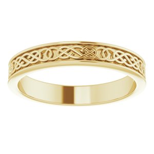 10K Yellow Or White Or Rose Gold Celtic-Inspired Flat Band