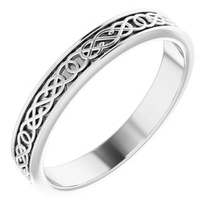 10K Yellow Or White Or Rose Gold Celtic-Inspired Flat Band