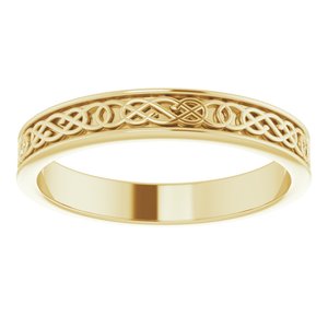 10K Yellow Or White Or Rose Gold Celtic-Inspired Flat Band